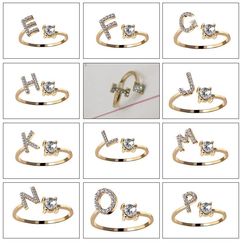 Buchstabenring Gold Silber A-Z Größenverstellbare Größe Ring Für Frauen Geschenk