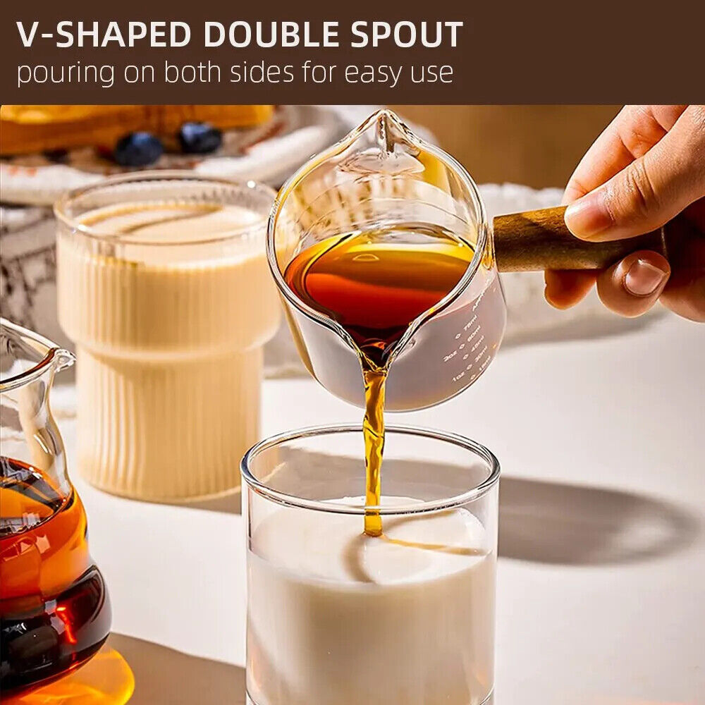 HABO 75 ml Hitzebeständiger Espresso-Messbecher aus Glas Milchkännchen mit Griff