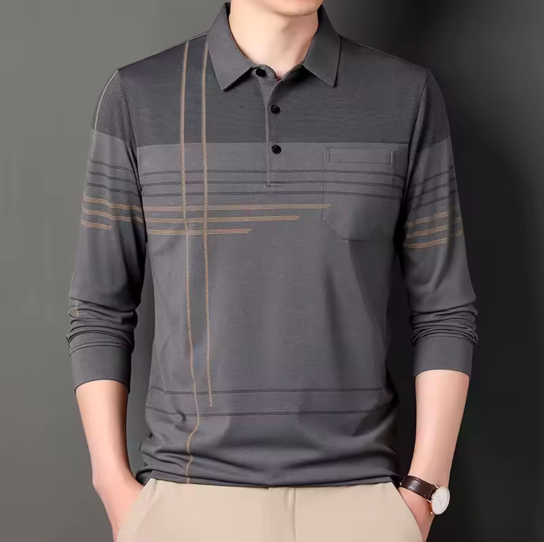 Poloshirt langärmlig Streifen Business Poloshirt lässig professionell
