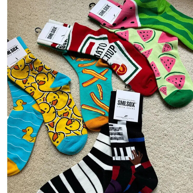 HABO 1 Paar Lustige Socken Ketchup Pommes Eis Noten Pilze Geschenk Mann Frauen