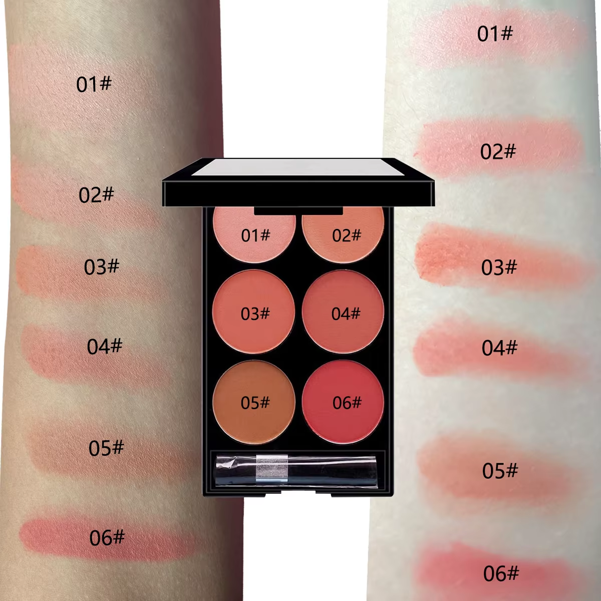 HABO 6-Farben Rouge und Konturierung Palette Matte Puder Make-up-Palette