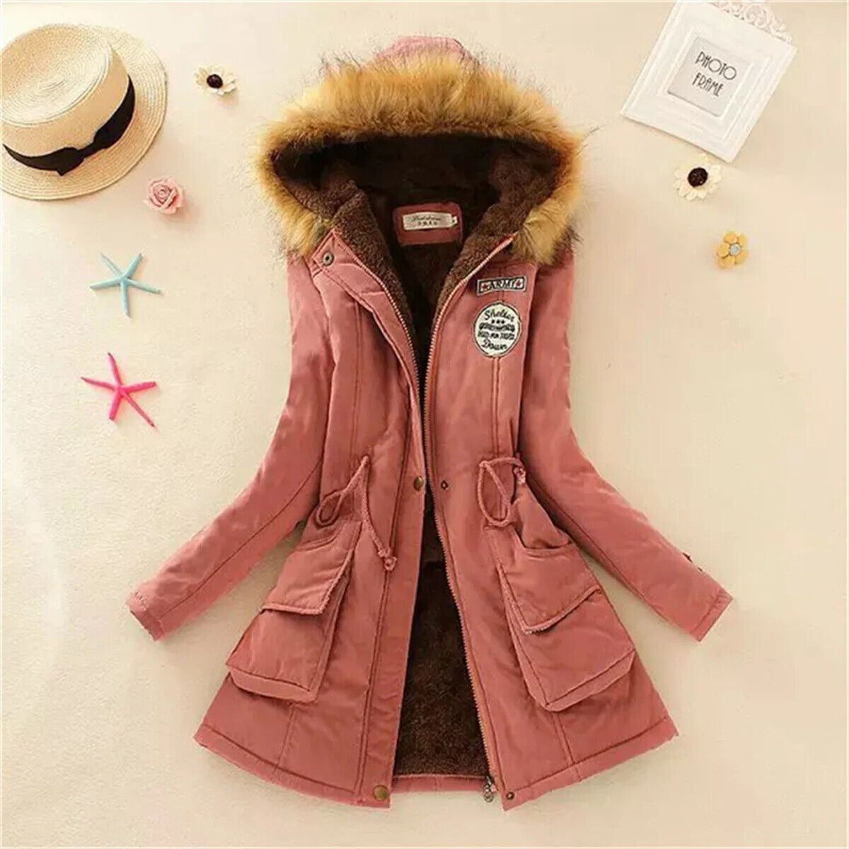 Gefütterter Wintermantel Korean Style Damen Daunen Jacke Warm Gepolsterte Parka