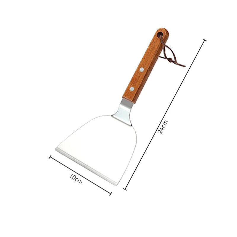 HABP Pfannen Wender Edelstahl Mit Holzgriff Schaber Grillen Küche Braten Kochen