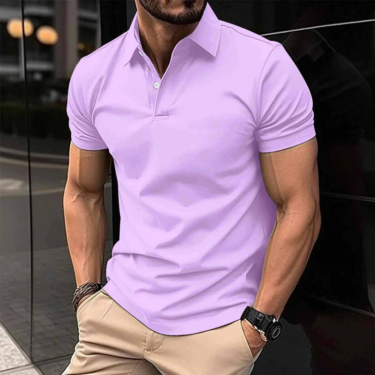 Poloshirt Polohemd Kurzärmlig lässig Business Casual Hemd Sommer Herren Office