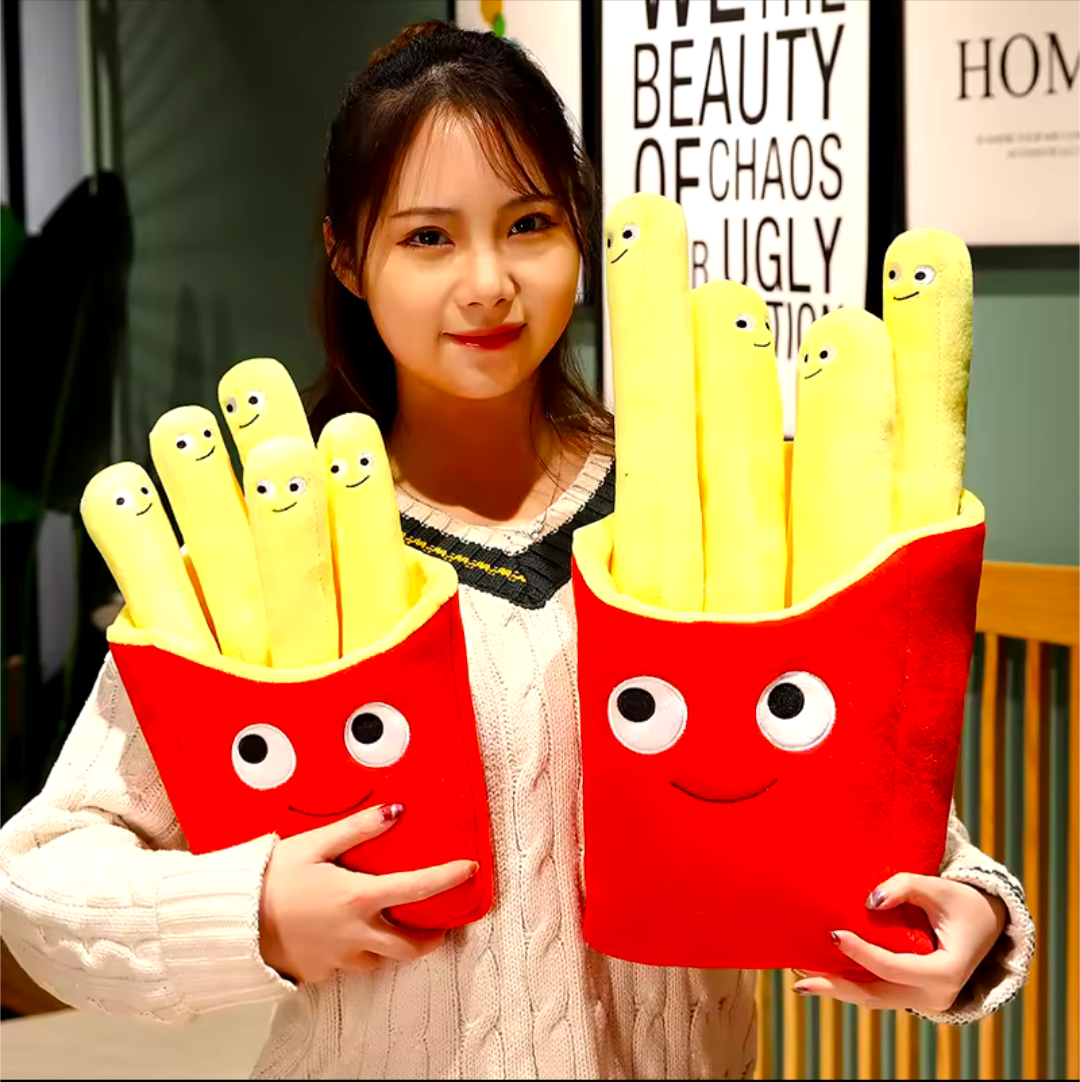 Pommes Frites Kissen Kuscheltier Plüschtier lächende Fritten Mcdonal 40 cm