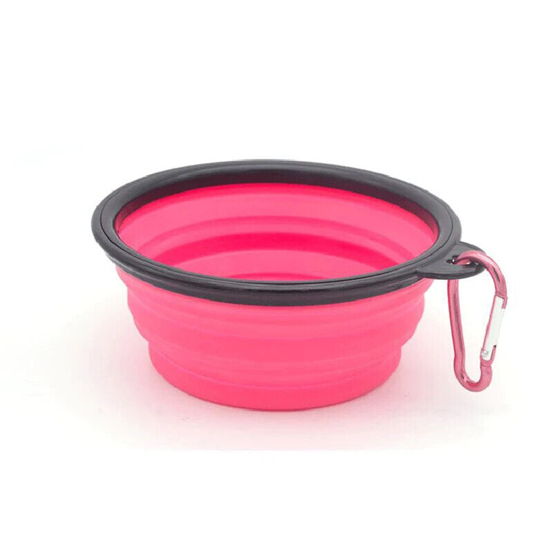 Hunde Fress Napf Silikonschüssel Tragbar für Essen und Trinken Mit Karabiner