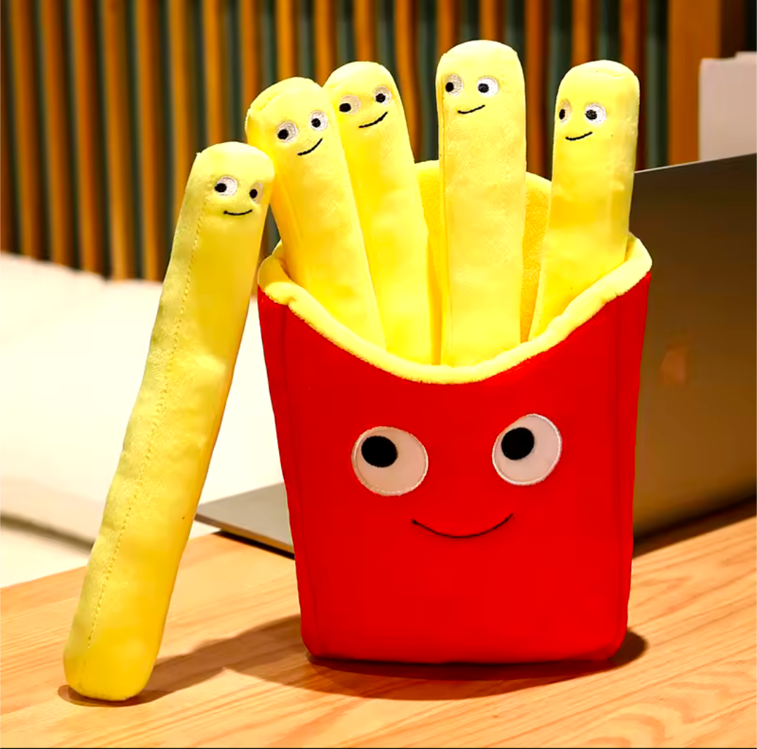 Pommes Frites Kissen Kuscheltier Plüschtier lächende Fritten Mcdonal 40 cm