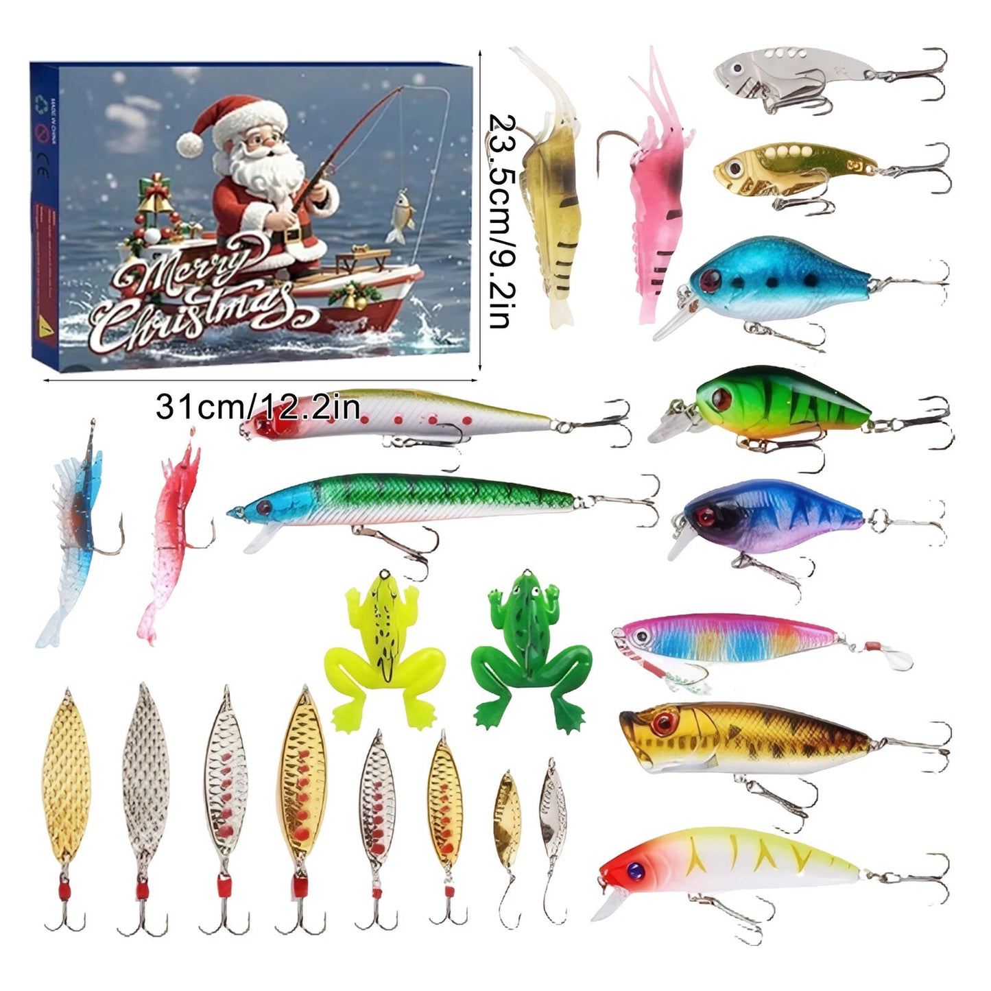 HABO Angeln Adventskalender Angelhaken Weihnachten Fisch Köder Geschenk 2024