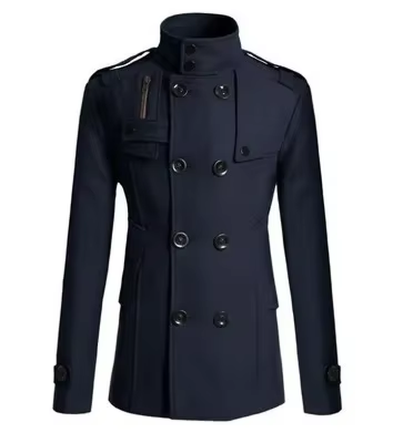 Herren Wolljacke Nehru Stil Wintermantel Warm Bequem Elegante Oberbekleidung