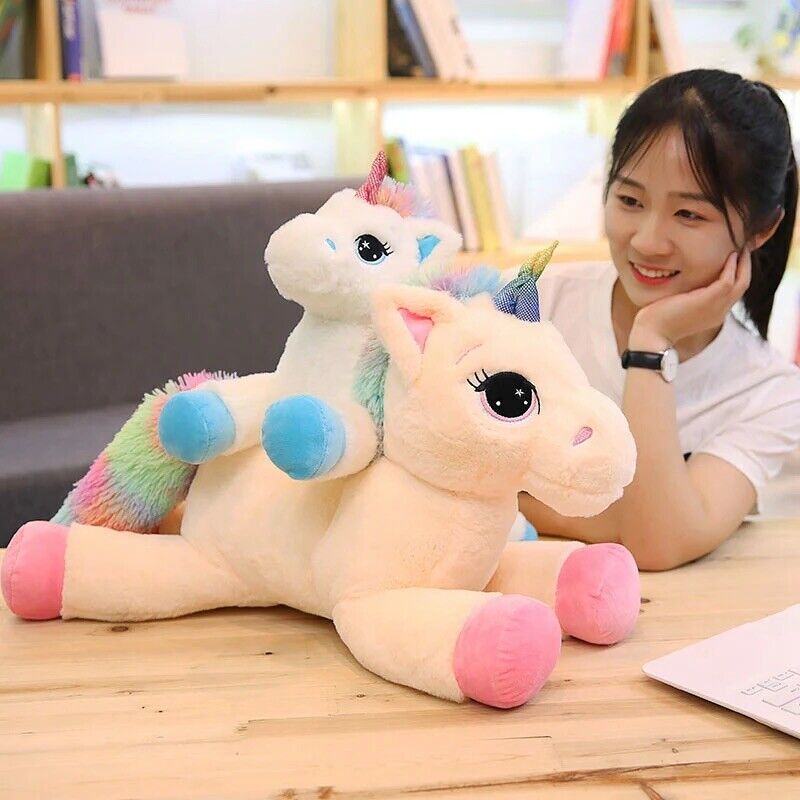 Einhorn Plüschtier 80cm Riesig Groß Stofftier Kinder Geschenk Realistisch Party