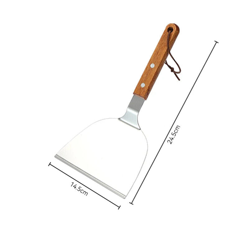 HABP Pfannen Wender Edelstahl Mit Holzgriff Schaber Grillen Küche Braten Kochen