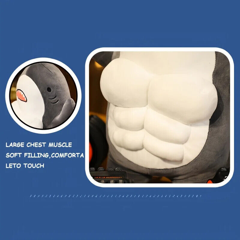 45 Cm Muskelhai Plüschtier Wal Fisch Kuscheltier Geschenk Muskeln Bodybuilder