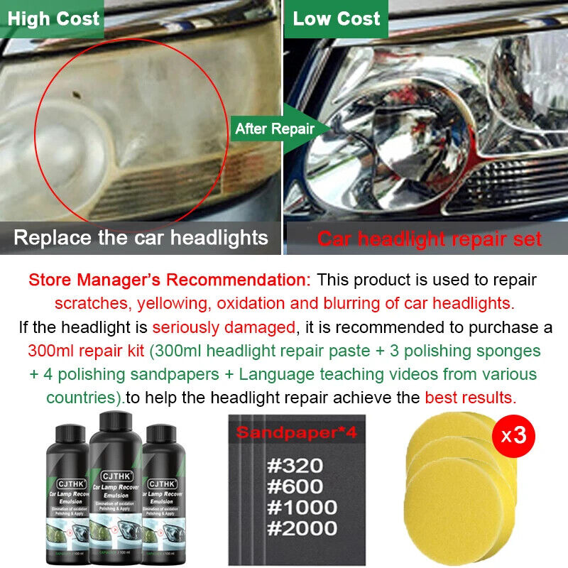 HABO Autoscheinwerfer Restaurierung Polier-Kit – Reparatur & Reinigungs-Paste
