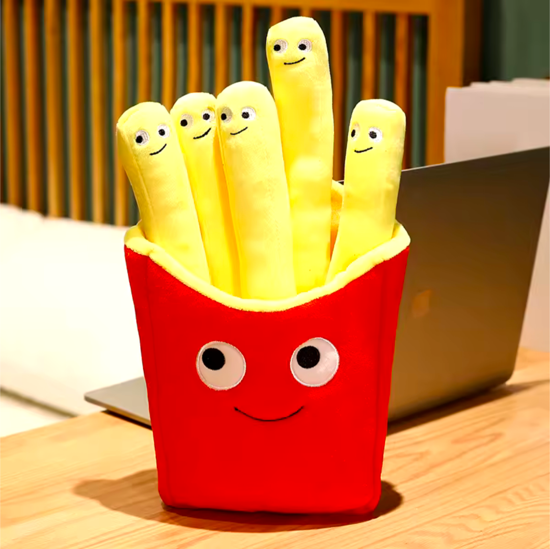 Pommes Frites Kissen Kuscheltier Plüschtier lächende Fritten Mcdonal 40 cm