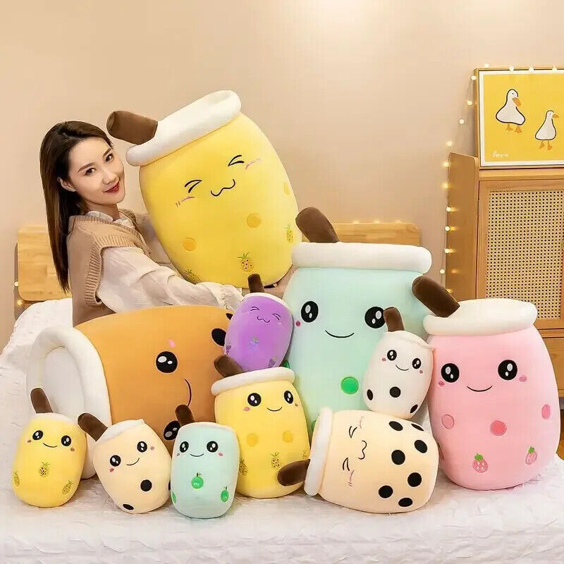 Bubble Tea Plüschtier Kuscheltier Boba Stofftier Niedlich weich Kinder Geschenk