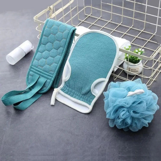 HABO Badetuch-Handschuhe Set – 3 Bad Blume, Fleckenentfernung Rückenreinigung