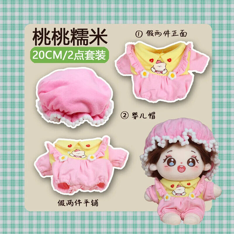 Set Puppenkleidung für 20 cm Idolkinder – Kawaii Overalls und Zubehör