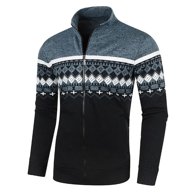Rollkragenpullover High Neck Sweatshirt Herren Zipper Pullover Winter Weihnacht