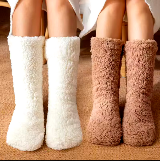 Woll Socken Überzieher Füße Winter Wärmehalter Hausschuhe Fleece kuschelig
