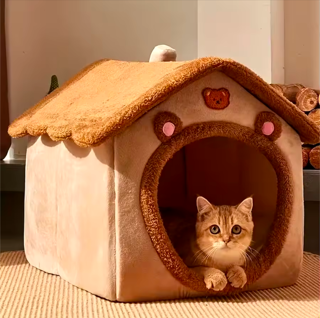 Haustier Hütte Faltbar Haus Bett für Hunde Katzen washbar kuschelig