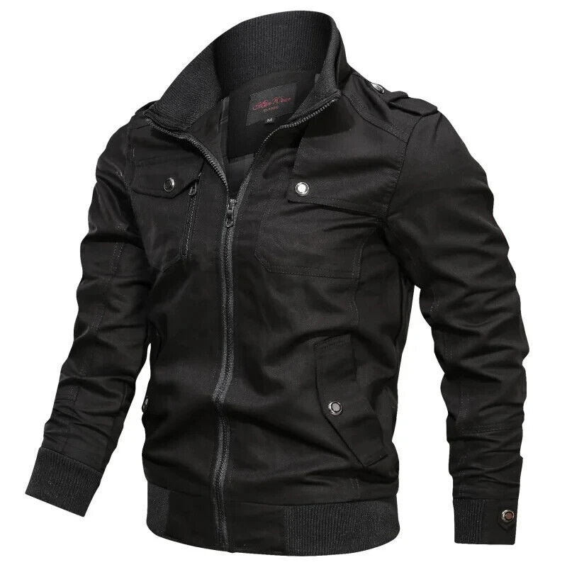 HABO Bomber Jacke Frühling Herbst Dick Windjacke Herren Bequem Lässig mit Kragen