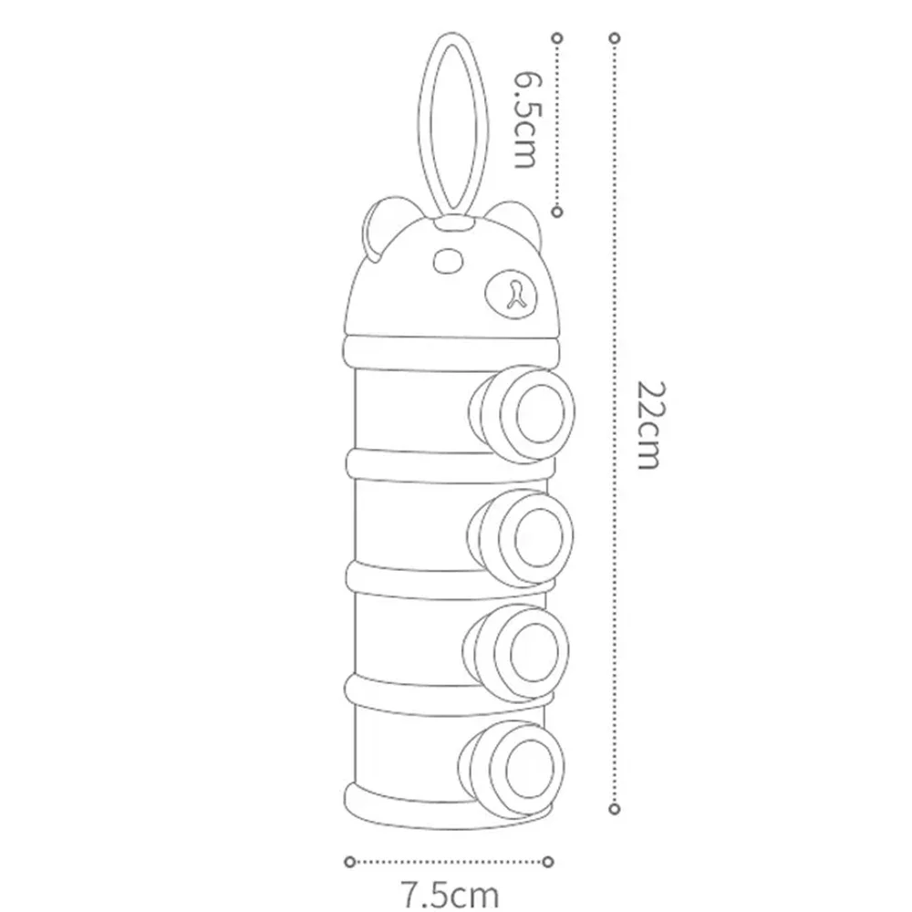 HABO 4-Schicht Bär-Stil Tragbare Milchpulver-Box für Babynahrung und Snacks