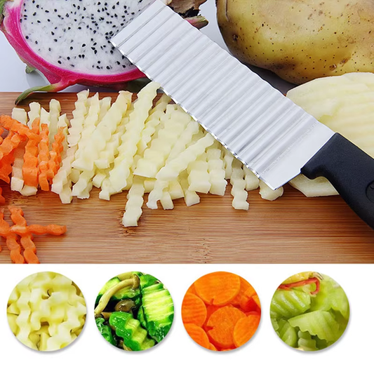 HABO Edelstahl Kartoffel Chip Slicer – Gewelltes Messer für Gemüse, Obst
