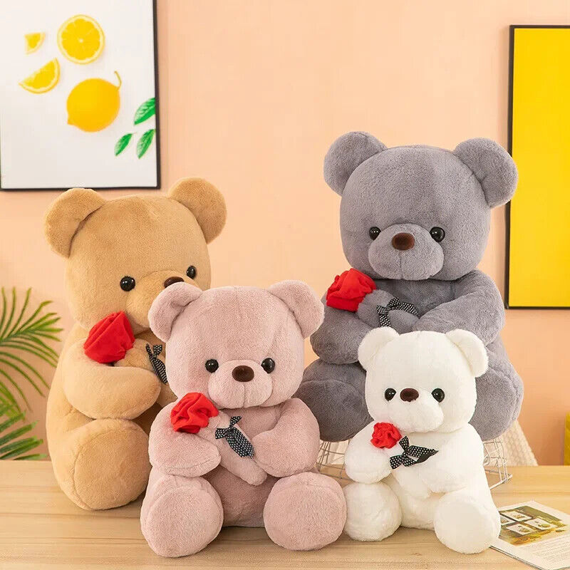 Valentinstag Rosen Teddybär Plüschbär mit Rose Stofftier Geschenk Valentinstag