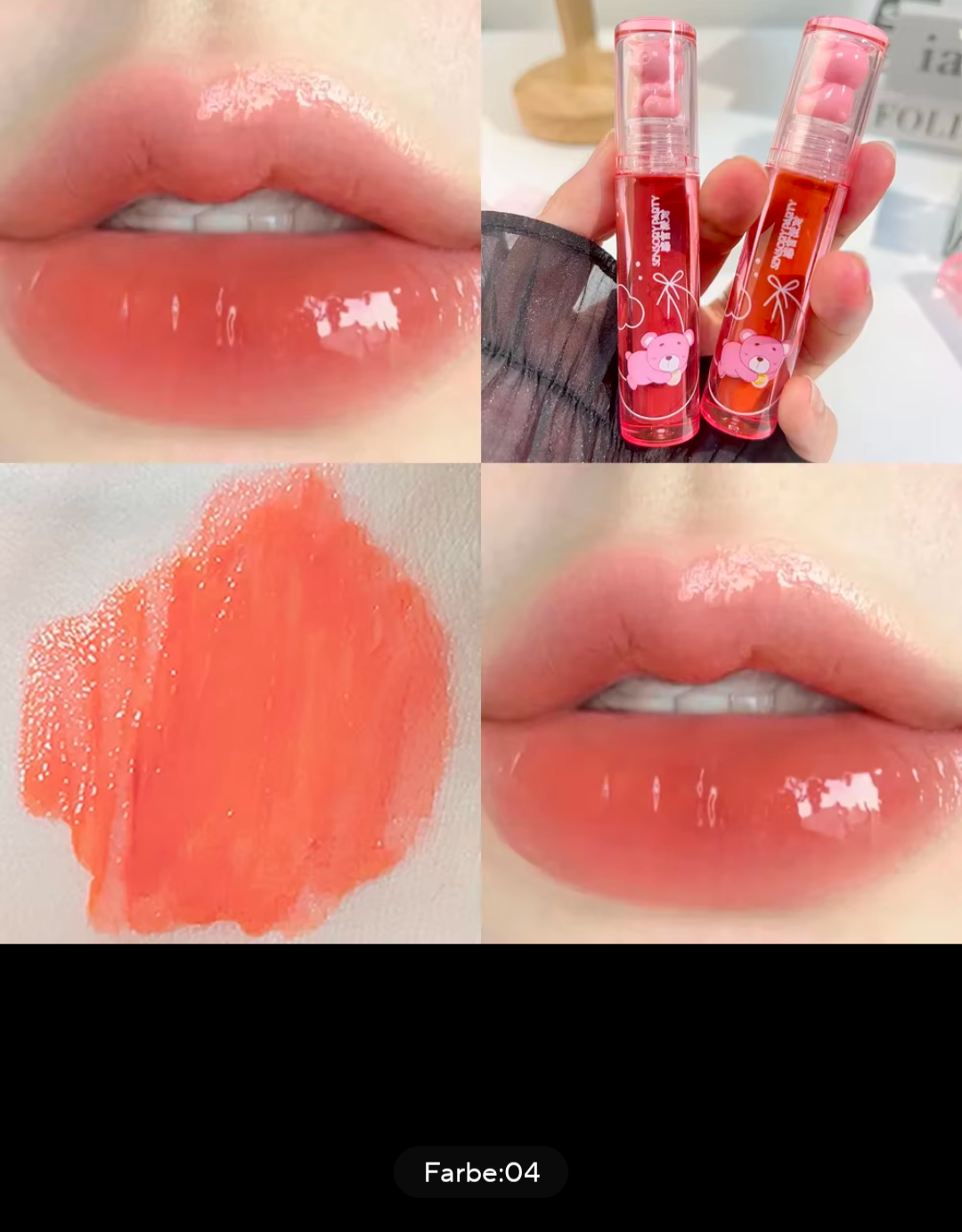 Lipgloss Bär Design glänzende Lippen Spiegelung Frauen Kosmetik Beauty Gloss