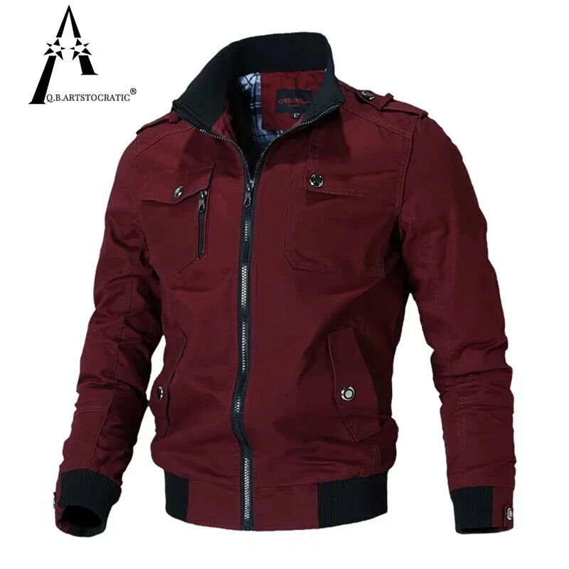 HABO Bomber Jacke Frühling Herbst Dick Windjacke Herren Bequem Lässig mit Kragen