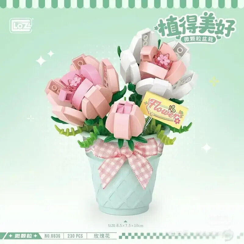 HABO Blumenstrauß Bausteine Set DIY Blumen Geschenk Valentinstag Frauen Mädchen
