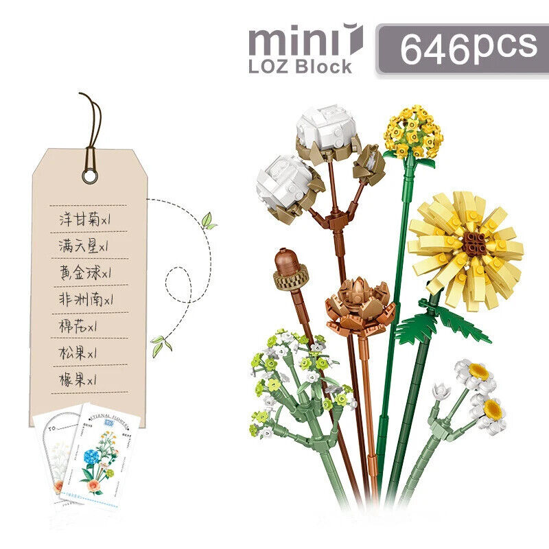 HABO Blumenstrauß Bausteine Set DIY Blumen Geschenk Valentinstag Frauen Mädchen