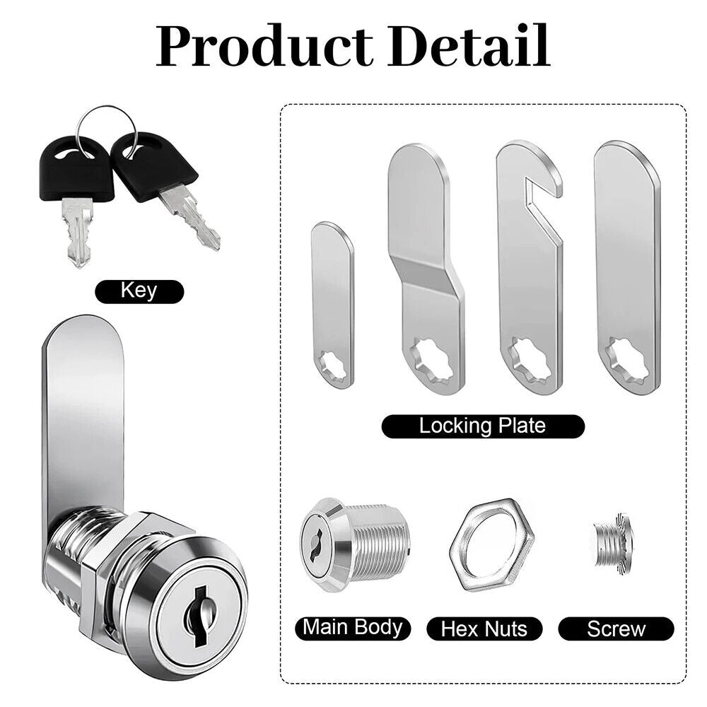 HABO Cam Lock Set Tür-, Schrank- und Schließfach-Schlösser mit 2 Schlüsseln