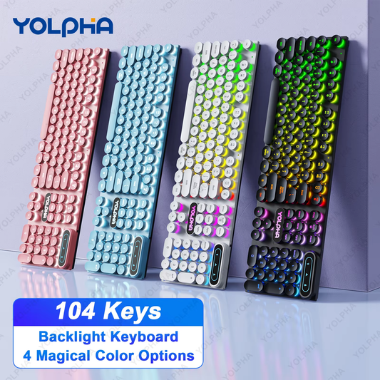 HABO Tastatur mit RGB Kabel mit Tastenblock Schwarz Blau Pink PC Laptop Büro 