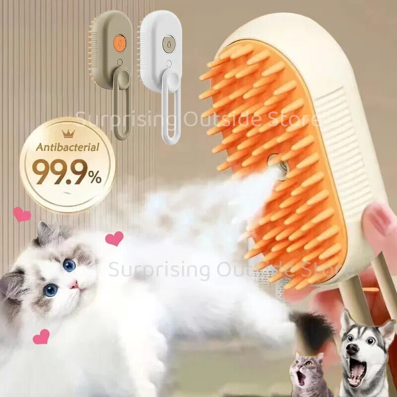 Massagebürste für Haustiere Hunde & Katzen 3 in 1 Dampfspray Haarentfernung
