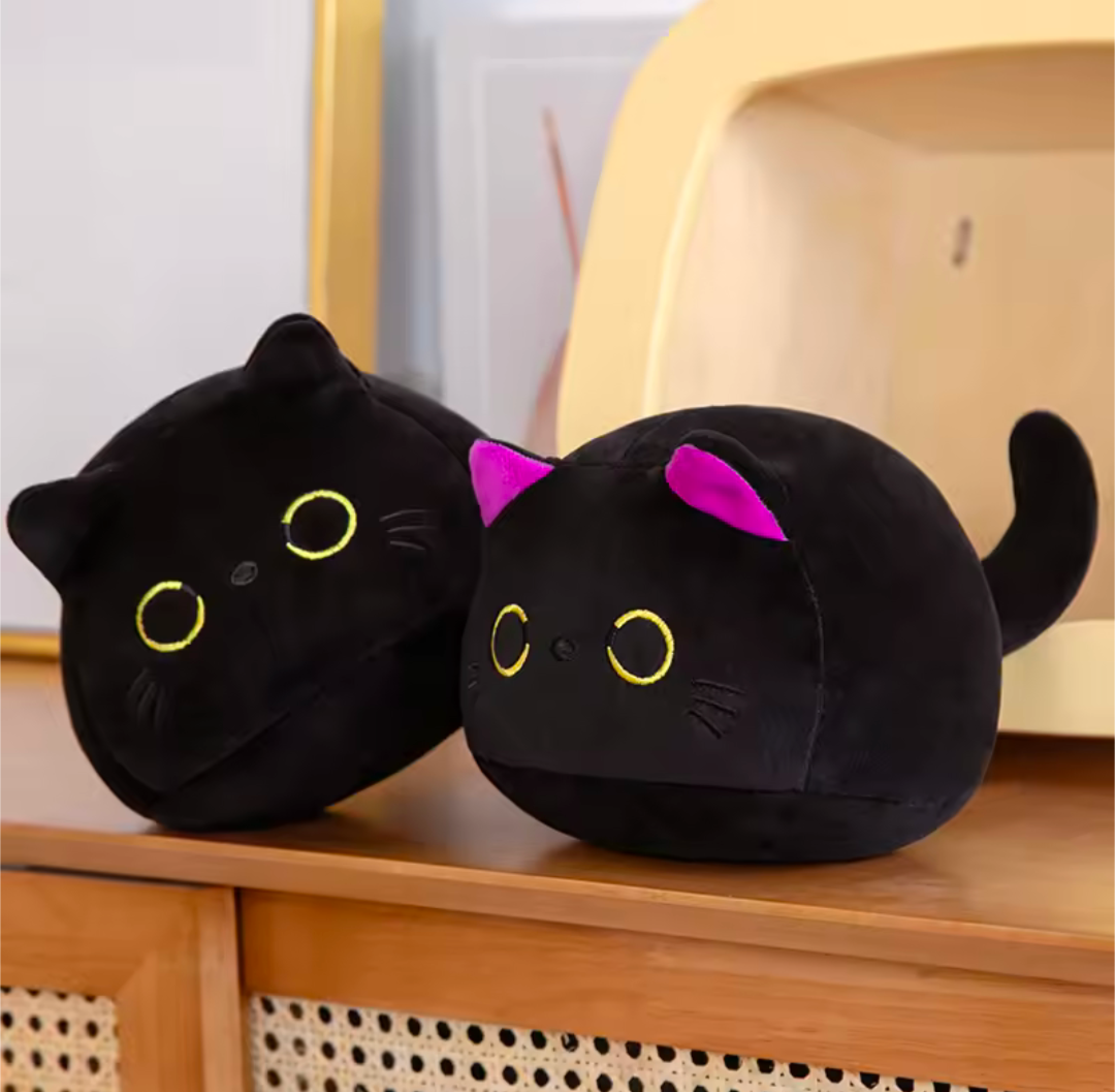 Kawaii Kleine Kuschelige Schwarze Katze Plüsch Puppe Kuscheltier Ball Spielzeug
