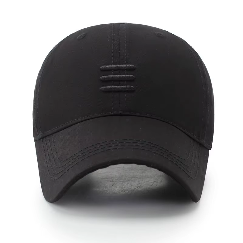 HABO Basic Kappe Cap Drei Horizontale Linien Herren Damen Schwarz Mütze Baseball