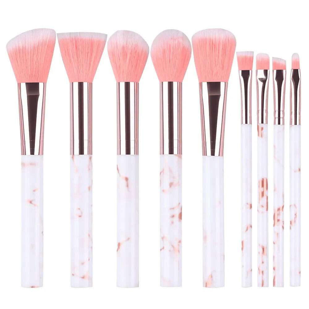 Makeup Pinsel 10 Stück Marmor Make-Up Set Professionell Foundation Puder etc.