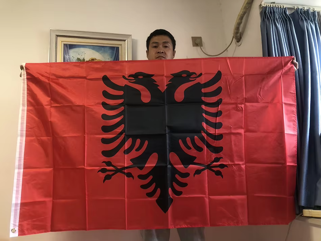 HABO Albanien Flagge 90 x 150 cm Fahne Shqipëria Rot Doppelkopf Adler Albaner 
