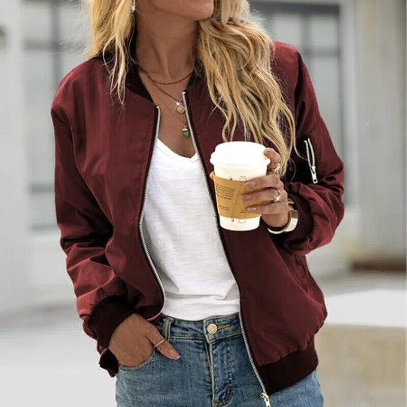 HABO Bomber Jacke Frauen Dünne Bomber Jacke Sommer Herbst Fahrrad Windjacke 
