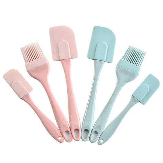 HABO Teig Schaber Pinsel Set Silikon Küche Creme Kuchen Auskratzen Rosa Blau 