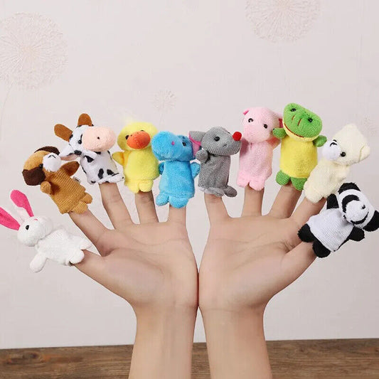 HABO 10 Stück Cartoon-Fingerpuppen – Plüschtiere für Bildung und Geschichtenzeit