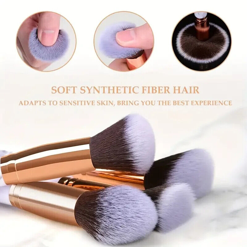Makeup Pinsel 10 Stück Marmor Make-Up Set Professionell Foundation Puder etc.