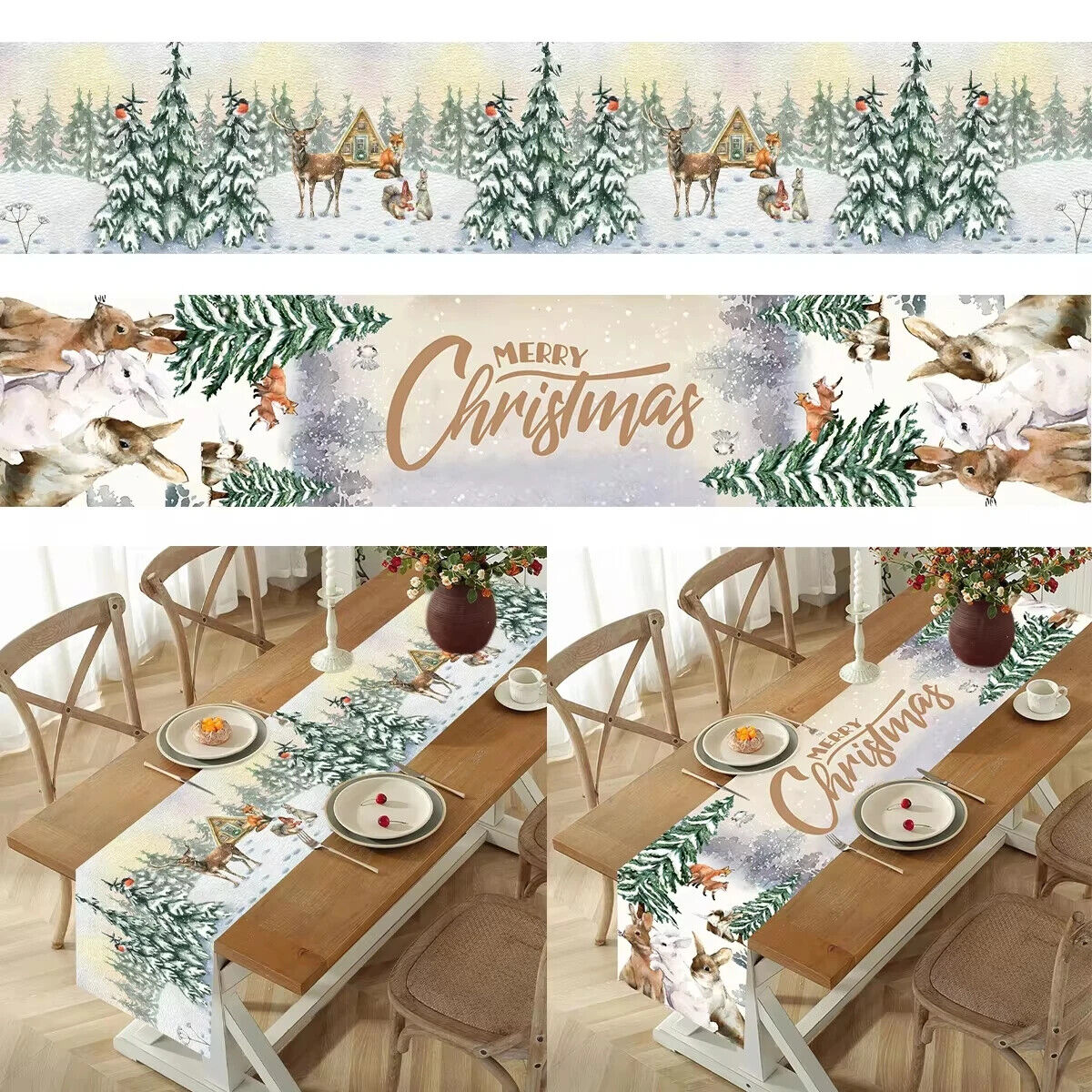 Tischdecke Weihnachten Tisch Läufer Dekoration Christmas Tischbezug Tischdeko