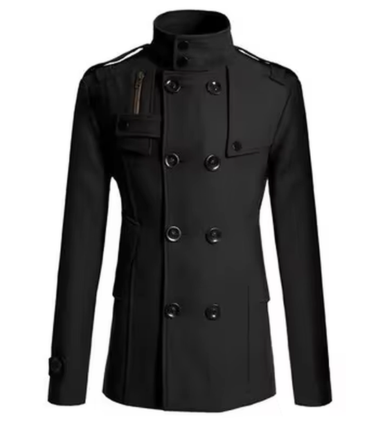 Herren Wolljacke Nehru Stil Wintermantel Warm Bequem Elegante Oberbekleidung