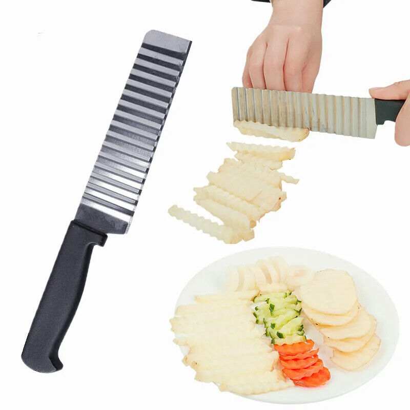HABO Edelstahl Kartoffel Chip Slicer – Gewelltes Messer für Gemüse, Obst
