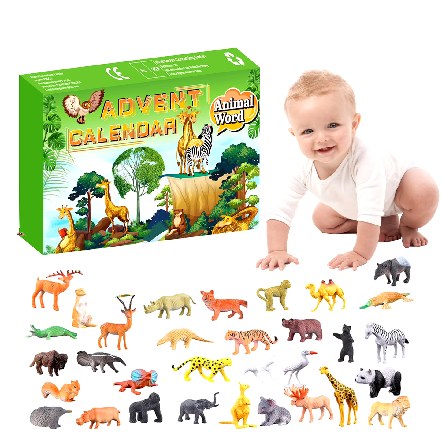 HABO Adventskalender Tierspielzeug Mini Tierfiguren Geschenk Paket Tiere Zoo