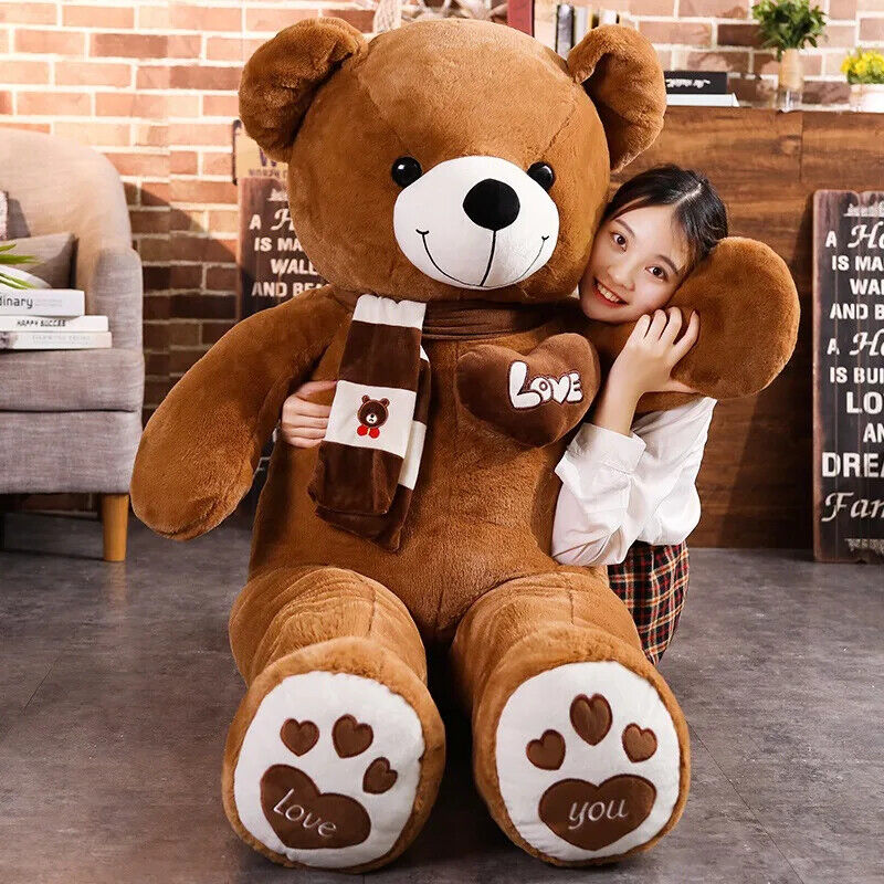 Teddybär Mit Schal Kuscheltier süßer Bär Plüschtier Geschenk für Kinder 4 Farben