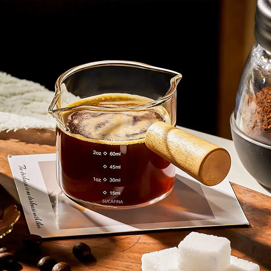 HABO 75 ml Hitzebeständiger Espresso-Messbecher aus Glas Milchkännchen mit Griff