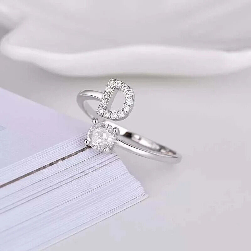 Buchstabenring Gold Silber A-Z Größenverstellbare Größe Ring Für Frauen Geschenk